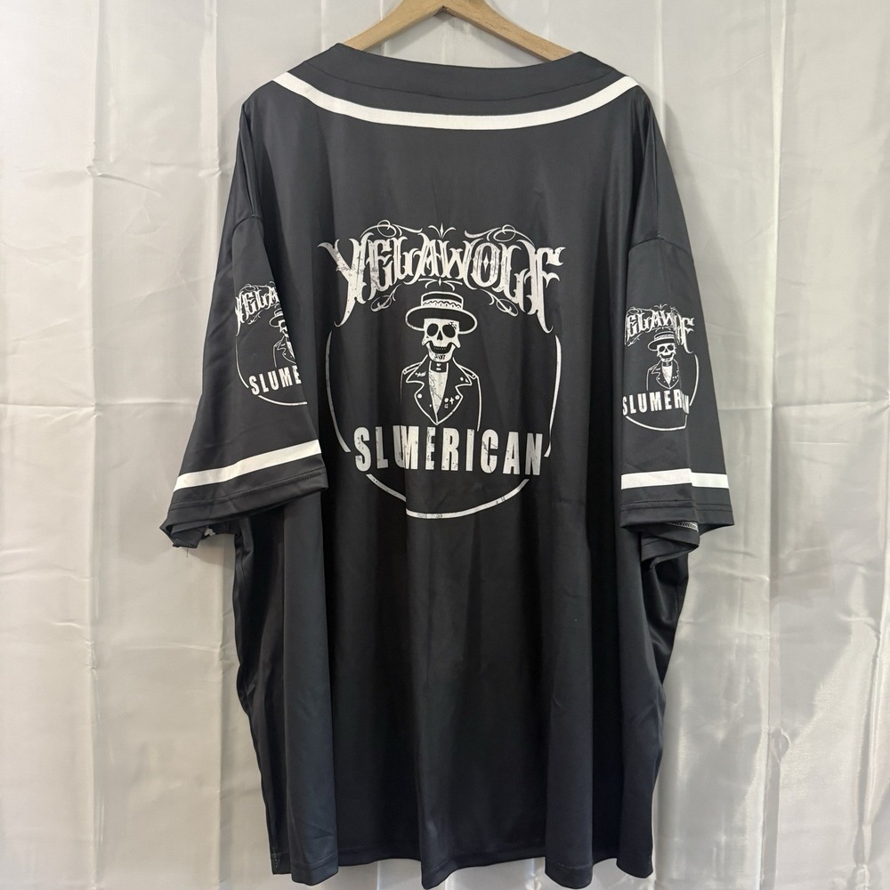 Slumerican Yelawolf Black Jersey Shirt 6XL Big Tall Graphic Button Front